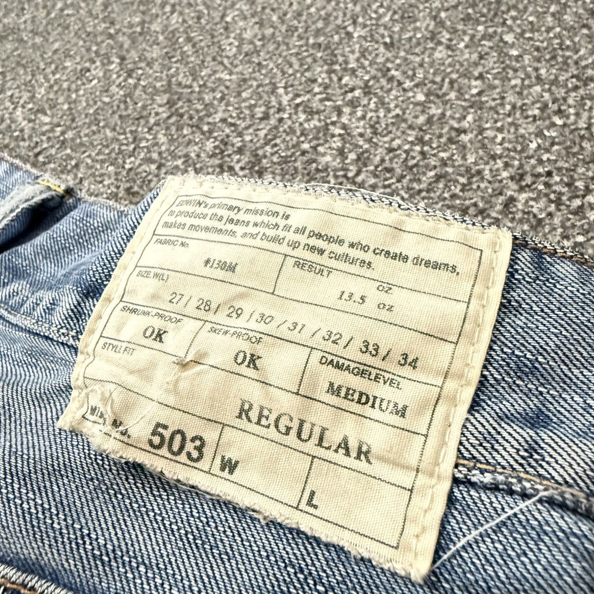 Edwin Vintage 90s Japanese Baggy Flared Edwin 503 Destroyed Size US 30 / EU 46 - 9 Thumbnail