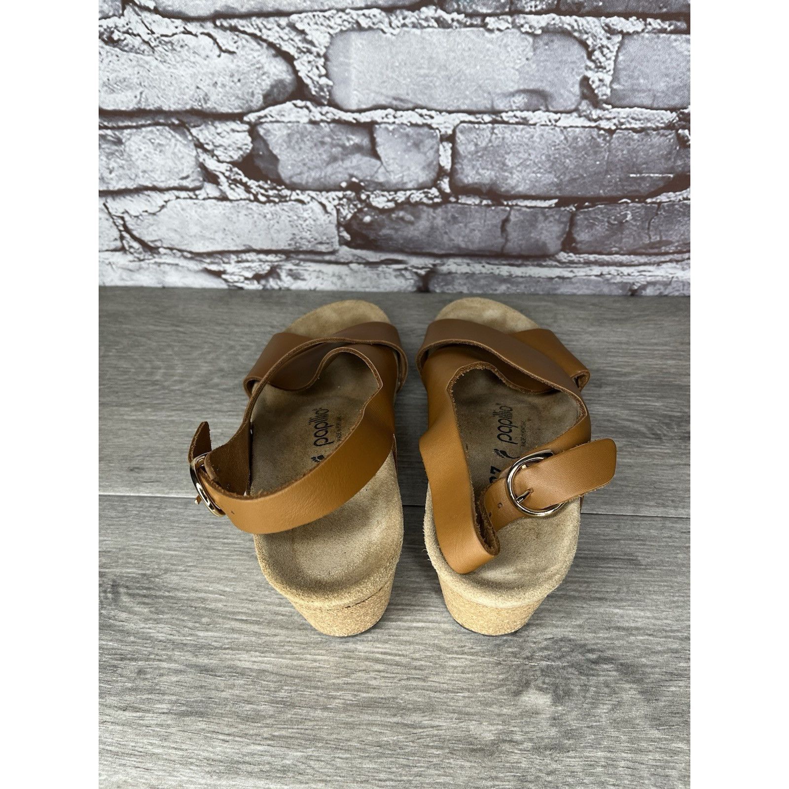 Birkenstock Birkenstock Papillio Samira Ginger Brown Leather Cork Wedges Size US 6.5 / IT 36.5 - 16 Thumbnail