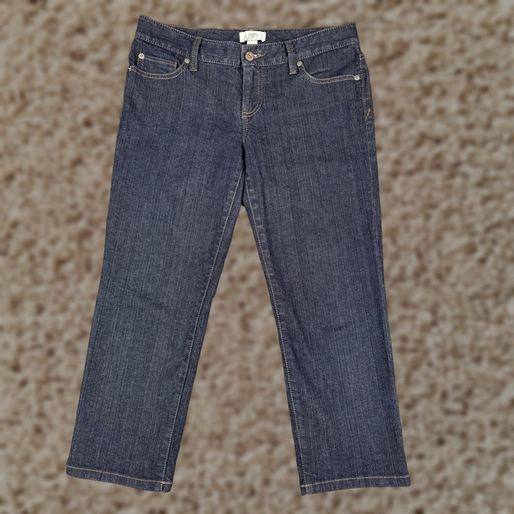 Loft LOFT Ann Taylor Jeans Womens 4 Blue Modern Straight Crop Dark Wash Denim Zip Pocket 5-Pocket Womens Size 27" / US 4 / IT 40 - 1 Thumbnail