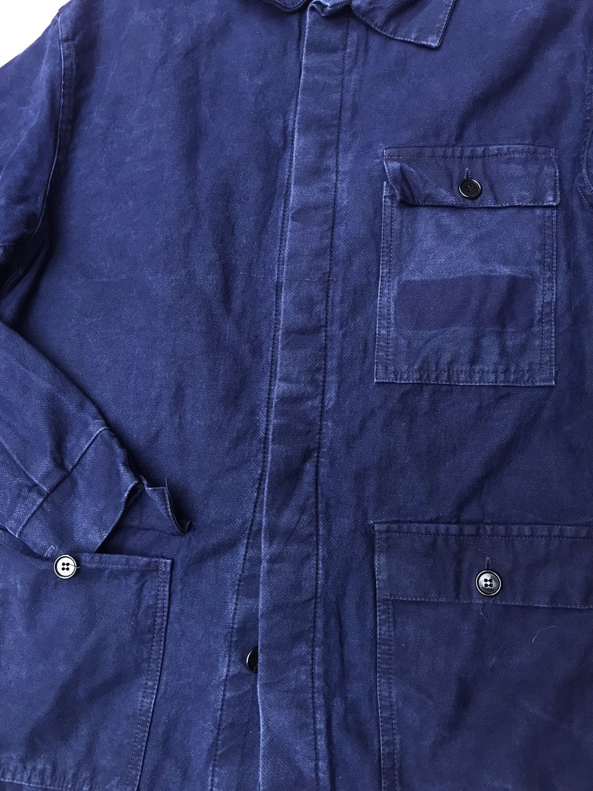 Indigo indigo dyed sashiko like texture marble patina chore jacket Size US M / EU 48-50 / 2 - 12 Thumbnail