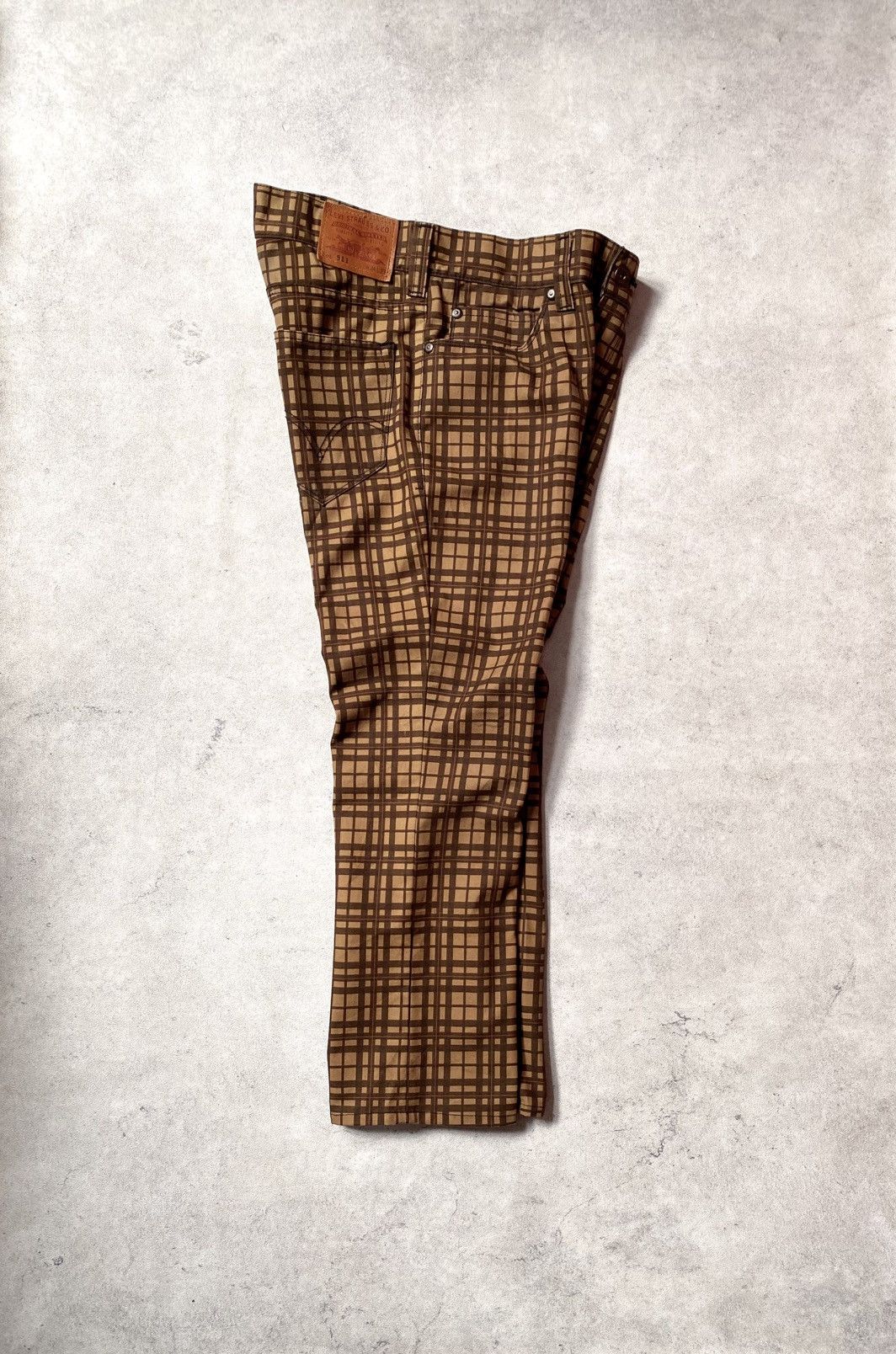 Levi's Vintage Levis Plaid Checkered Brown Jeans Size US 34 / EU 50 - 2 Thumbnail