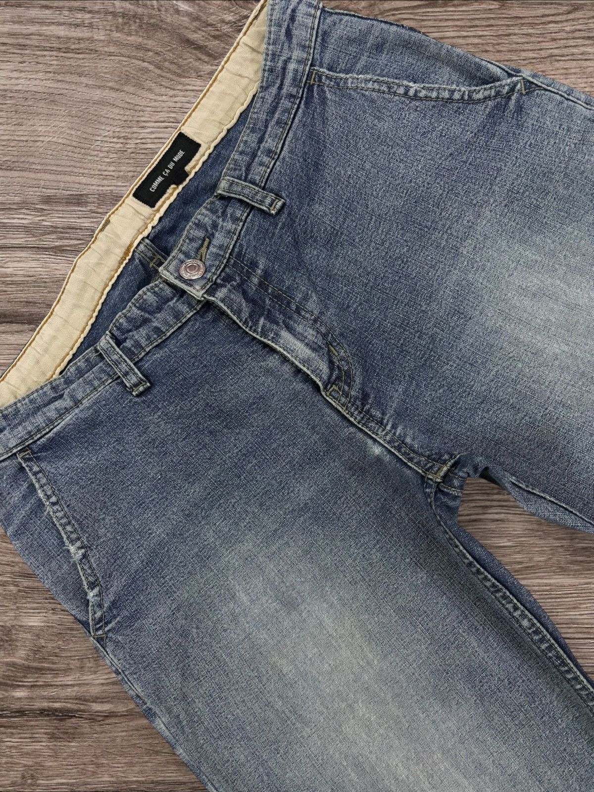 Comme des Garcons Japan Comme Ca Du Mode Distress Ultility Capri Flare Jeans Size 29" - 4 Thumbnail