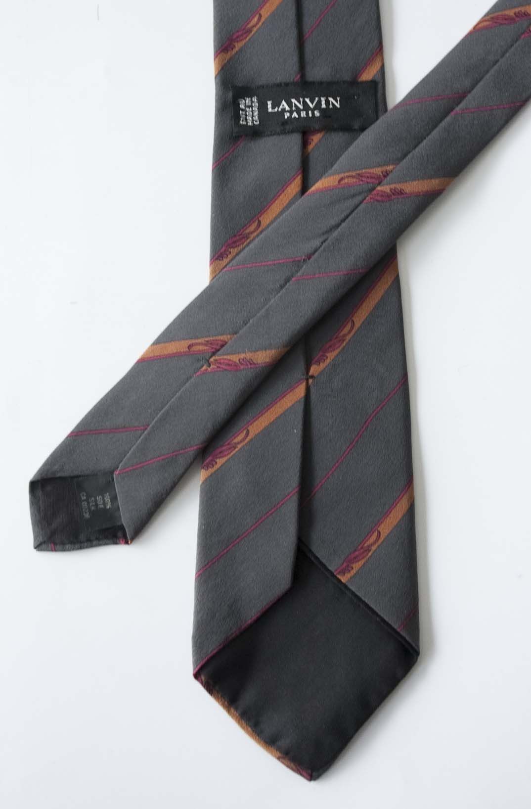 Lanvin × Vintage Lanvin Tie Vintage Silk Dark Gray Size ONE SIZE - 2 Thumbnail