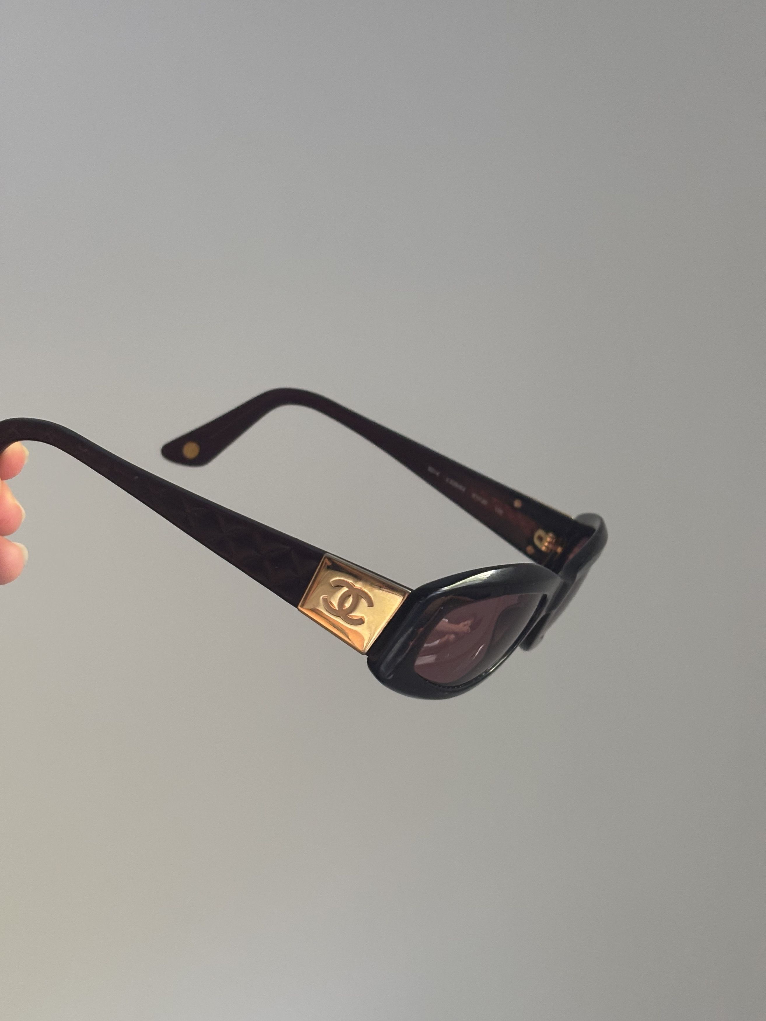 Chanel Sunglasses 5014 Rhinestone Logo Rimless Vintage