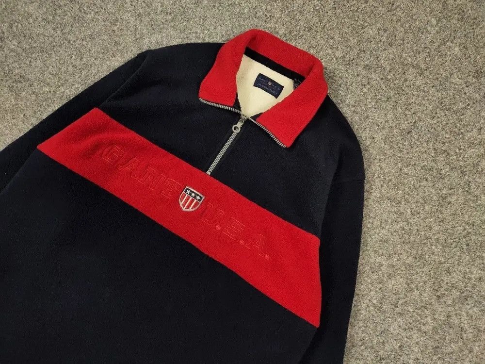 Gant Vintage 90s Fleece Gant Usa Big Logo Pullover Jacket Size US L / EU 52-54 / 3 - 4 Thumbnail