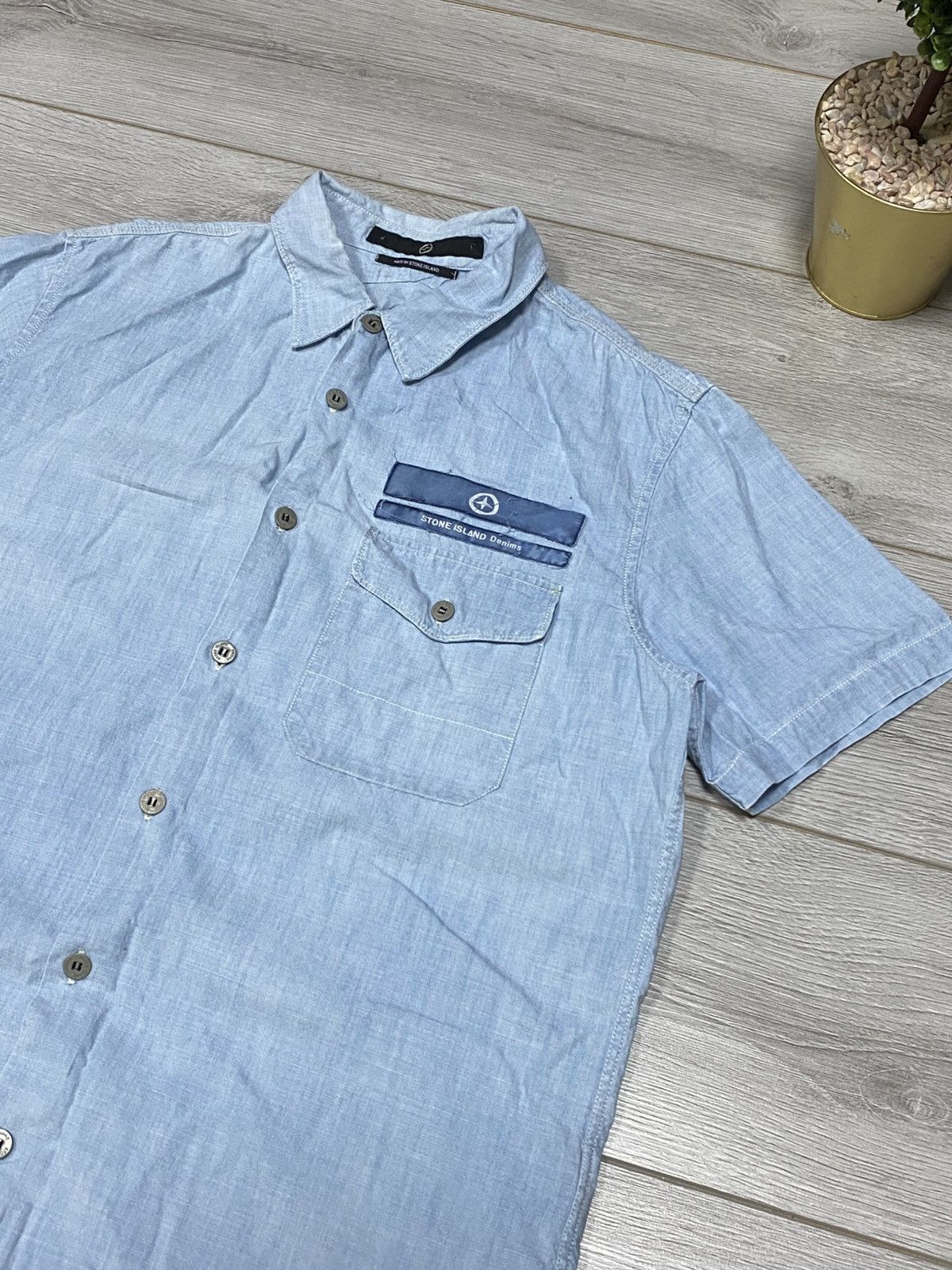 Stone Island denims shirt buttons big logo compass