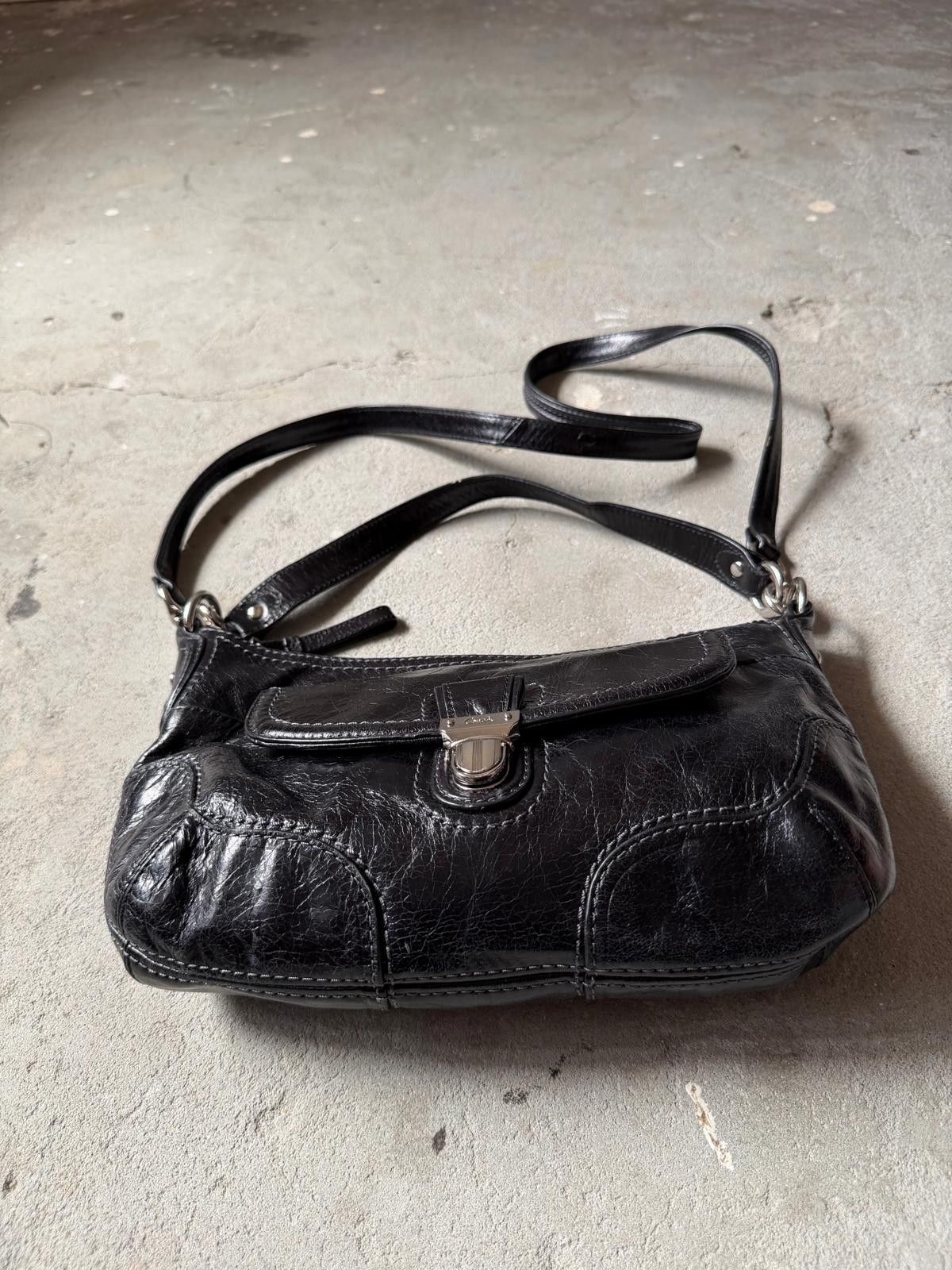 Coach Coach 2Way Leather Poppy Shoulder Bag Black Size ONE SIZE - 5 Thumbnail
