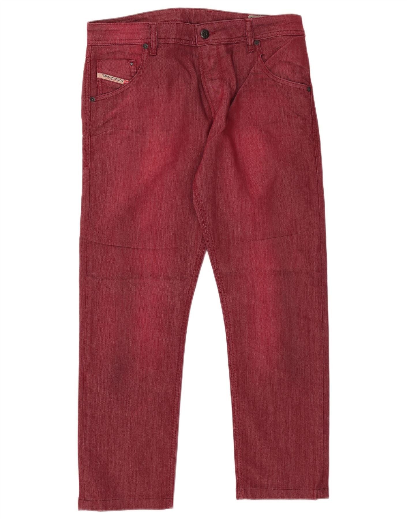 Diesel Mens Krayver Slim Carrot Straight Jeans W31 L27 Burgundy Cot Size US 31 - 1 Thumbnail