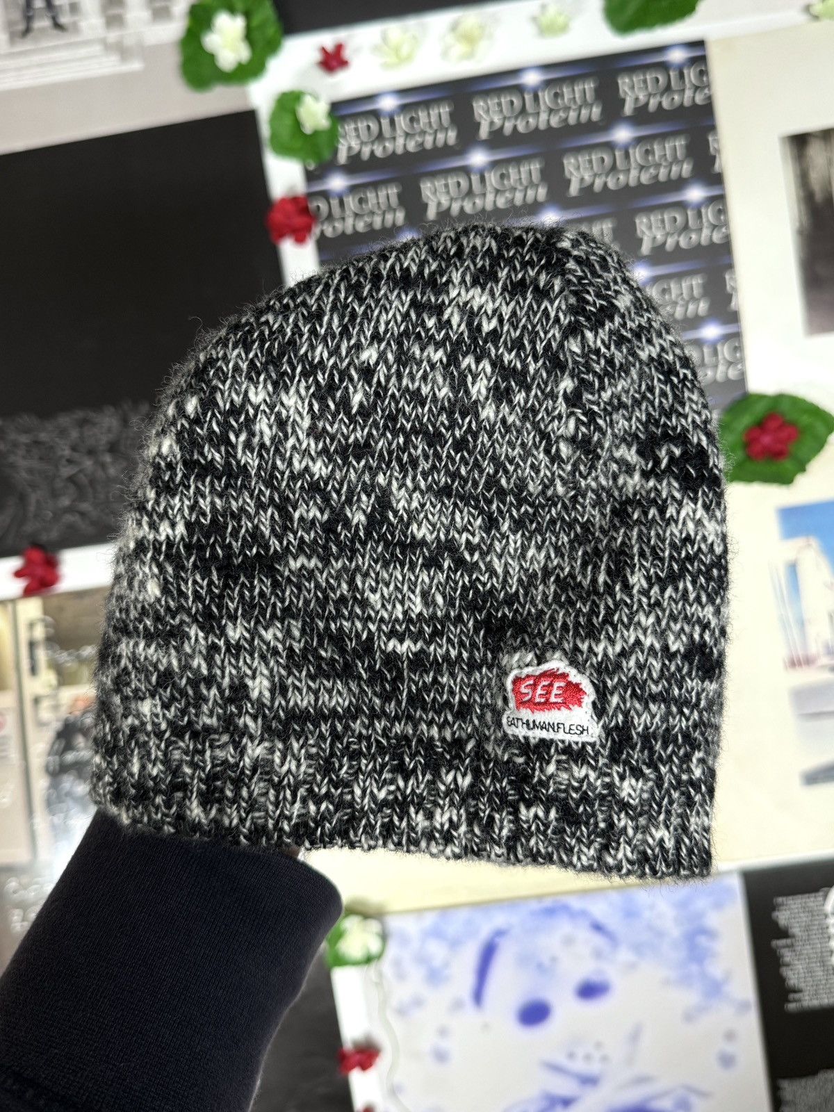 Undercover AW11 "Mirror" See Eat Human Flesh Wool Beanie Size ONE SIZE - 1 Thumbnail