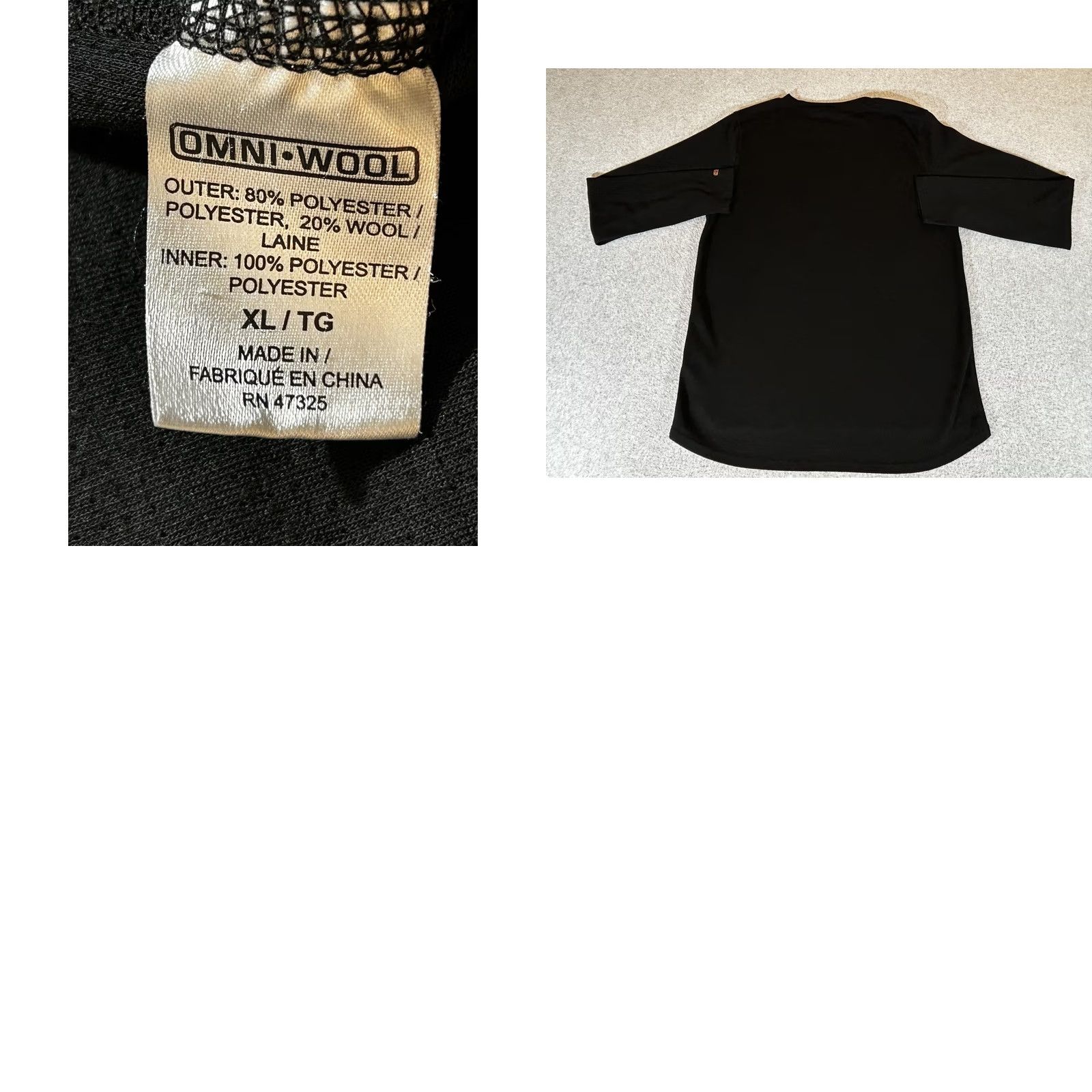 Layer 8 Omni Wool Shirt Mens XL Black Long Sleeve Thermal Base Layer Lightweight Top Size US XL / EU 56 / 4 - 8 Thumbnail