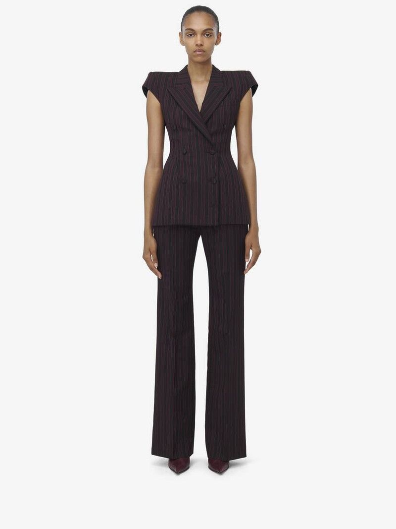 Alexander McQueen o1srvl11e0226 Pinstripe Sleeveless Jacket In Multicolor Size XL / US 12-14 / IT 48-50 - 3 Thumbnail