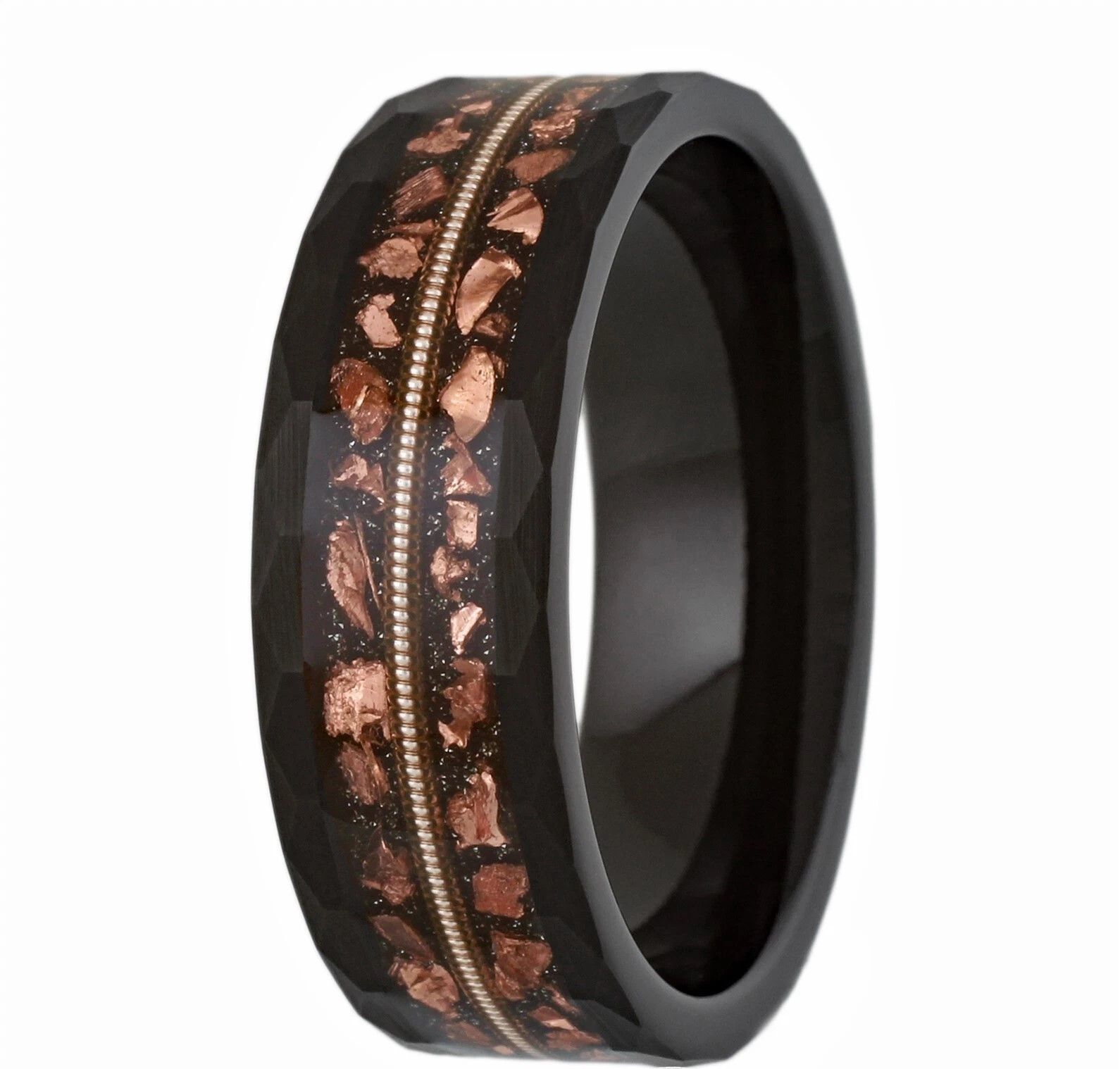 Other Black Tungsten w/ Copper Leaf & Guitar String Ring Size ONE SIZE - 2 Thumbnail
