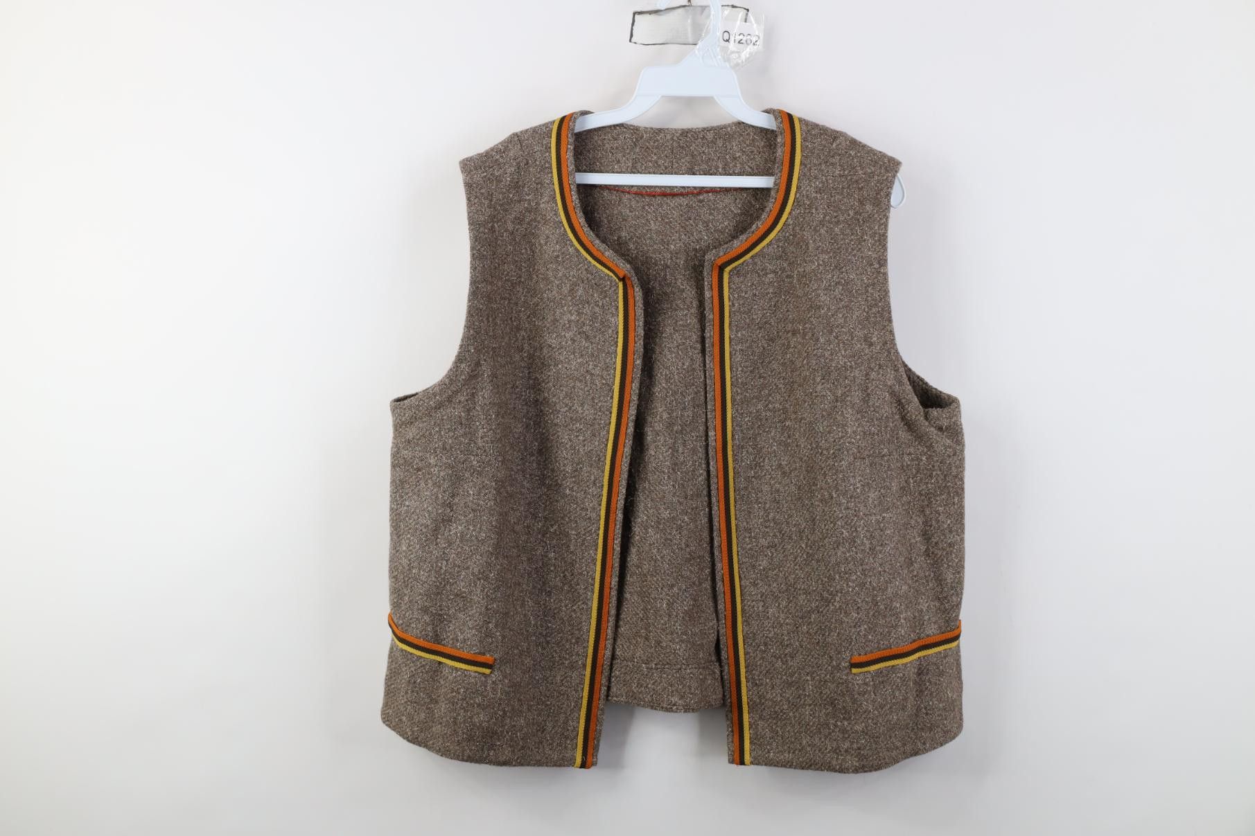 Vintage Vintage 70s Mid Century Modern MCM Wool Tweed Open Vest Size L / US 10 / IT 46 - 1 Thumbnail
