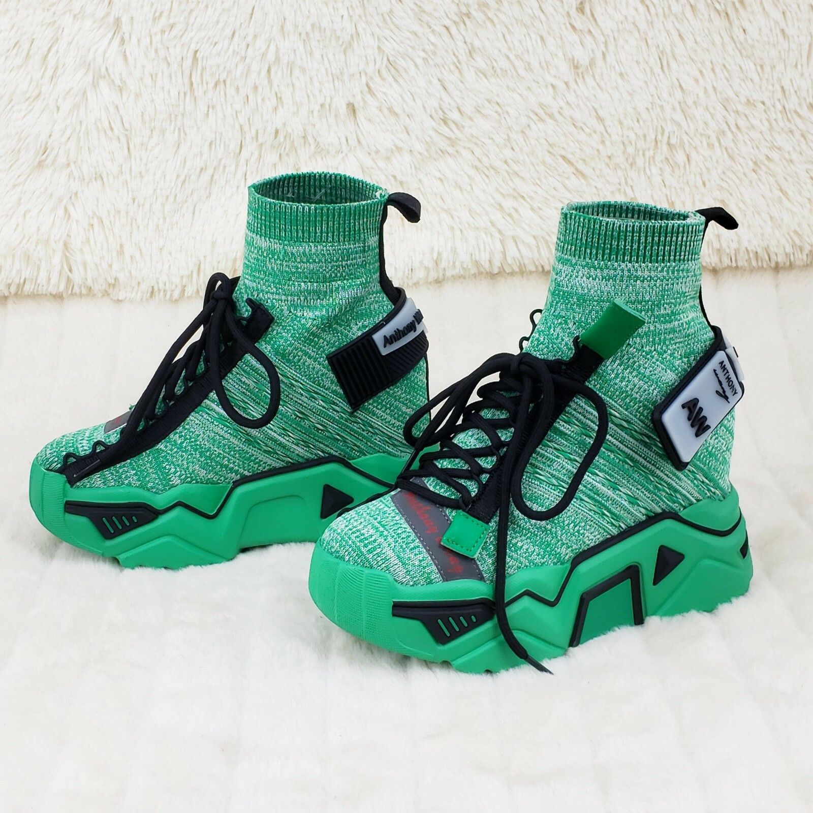 Other Wang Damson Pull On Knit Platform Sneaker Boots 4" Hidden We Size US 7 / IT 37 - 6 Thumbnail