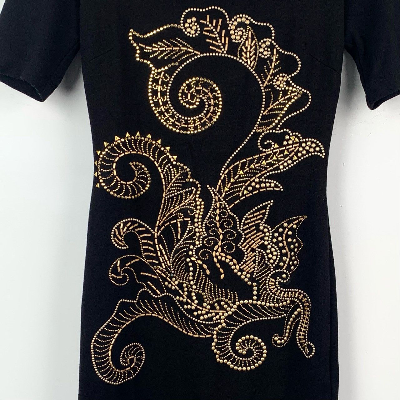 Versace Versace Hot-Fix Rhinestone Pattern Black Round Neck Dress Size XS / US 0-2 / IT 36-38 - 4 Thumbnail