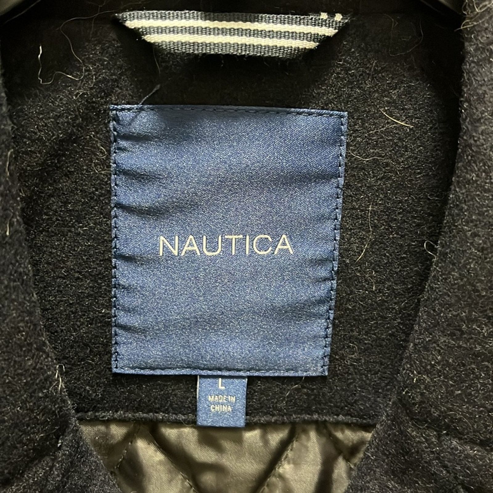 Nautica Nautica Men Large Peacoat Wool Blend Double Coat Dark Blue Size US L / EU 52-54 / 3 - 3 Thumbnail
