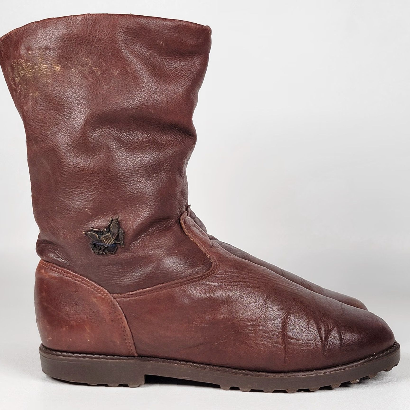 Vintage VINTAGE Women's Size 9 Brown Leather Sergio Boots Klondike Elastomere Check Riding Boot Almond Toe Pull On Block Heel B Wide Brown Canada Women Shoes Size US 9 / IT 39 - 2 Thumbnail