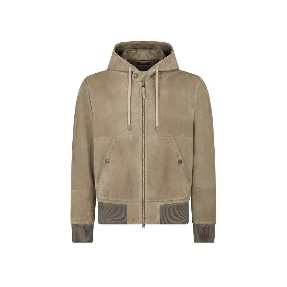 Tom Ford o1loc1c0526 LBH013 Suede Hooded Blouson Jacket in Beige Size US L / EU 52-54 / 3 - 1 Thumbnail