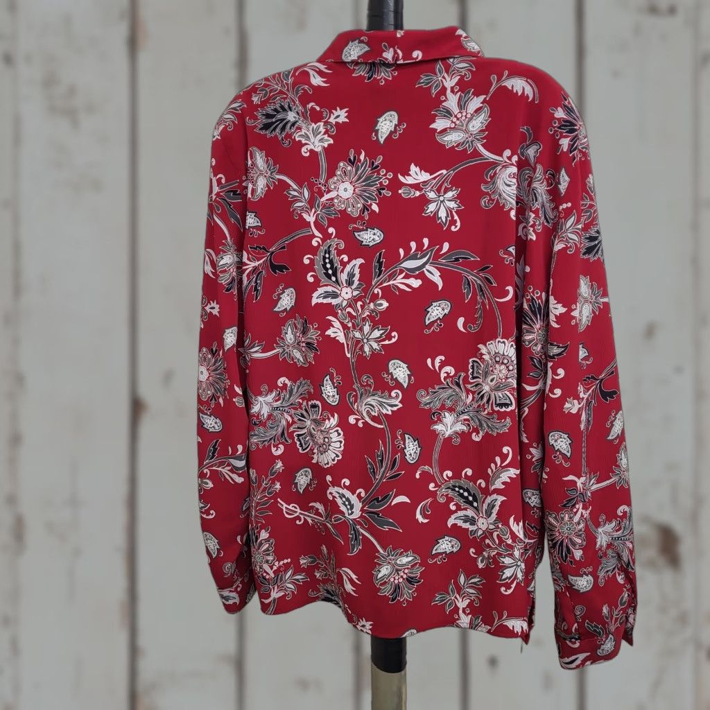 Vintage Alfred Dunner Top Woman's 18W Floral Paisley Black Long Sleeve Blouse Shirt Shirt Size XXL / US 16-18 / IT 52-54 - 1 Thumbnail