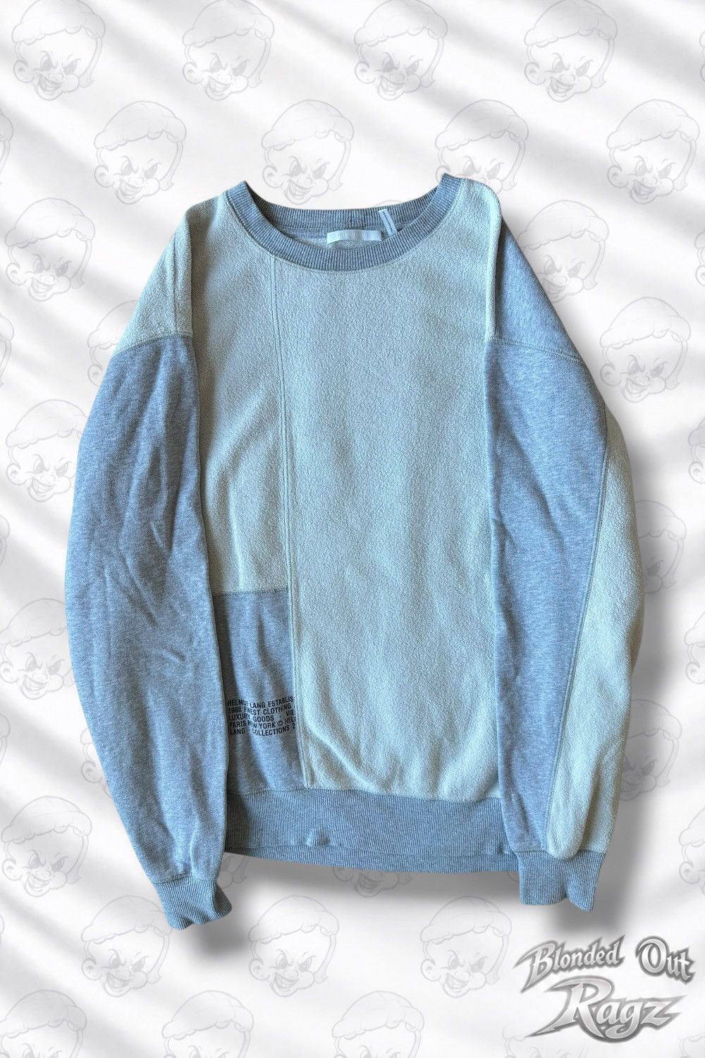 Helmut Lang Helmut Lang Grey & Off White Reverse Colorblock Crewneck Size US XL / EU 56 / 4 - 1 Thumbnail