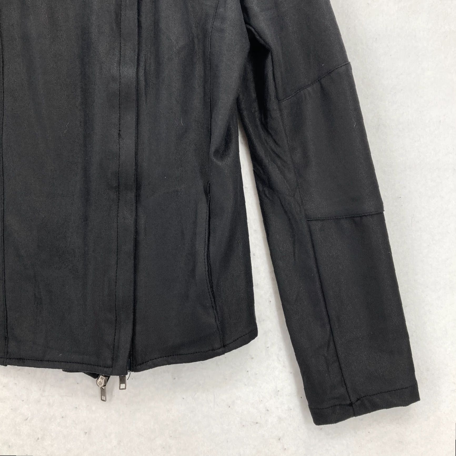 Vintage Miilla David Sueded Asymetrical Jacket Women's L Black Full Zip Motorcycle Jacket Size L / US 10 / IT 46 - 3 Thumbnail