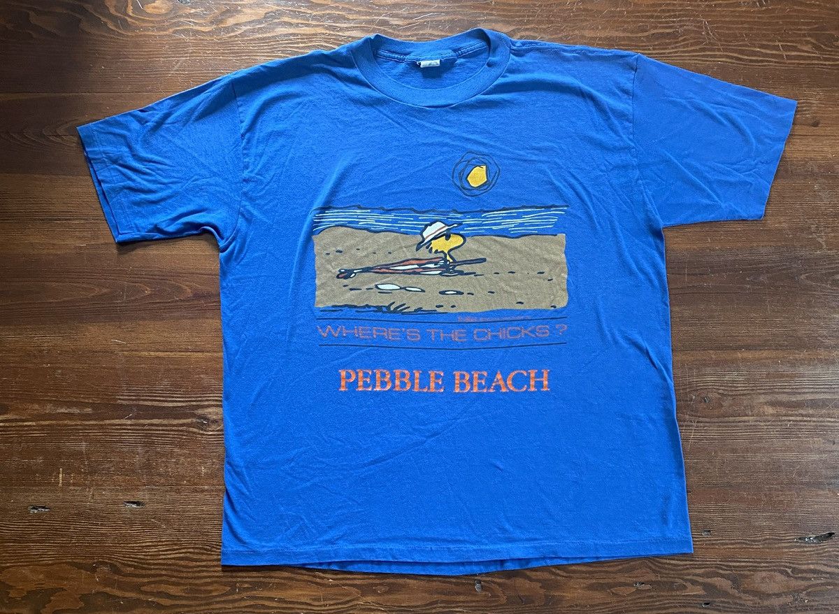 Peanuts Vintage 80s Woodstock Peanuts Pebble Beach Single Stitch Tee Size US XL / EU 56 / 4 - 2 Thumbnail