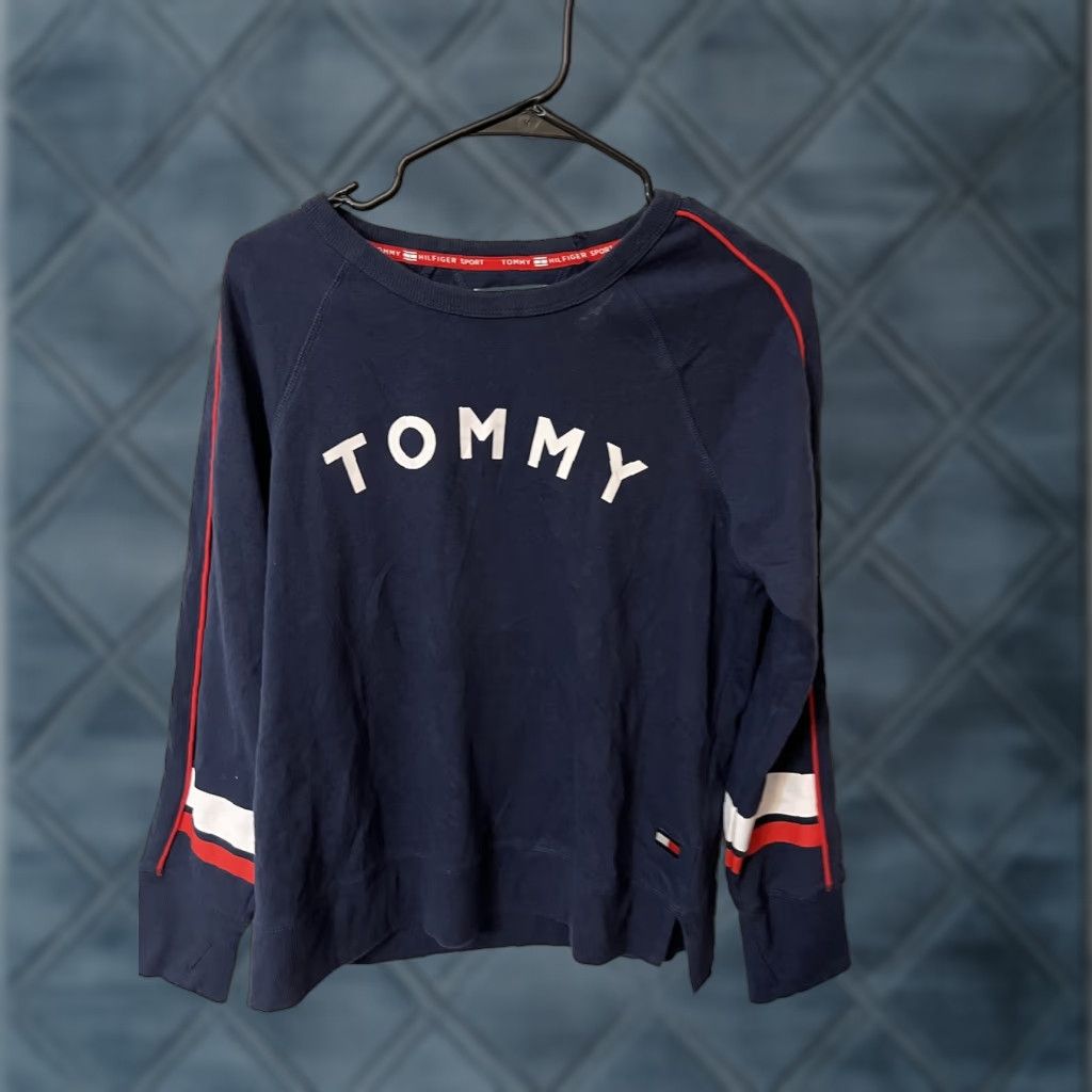 Tommy Hilfiger Tommy Hilfiger Sport Sweatshirt Womens Medium Long Sleeve Cotton Blend Blue Logo Pullover Activewear Fall Winter 90s Sports Mens Womens Girls Boys Size M / US 6-8 / IT 42-44 - 1 Thumbnail