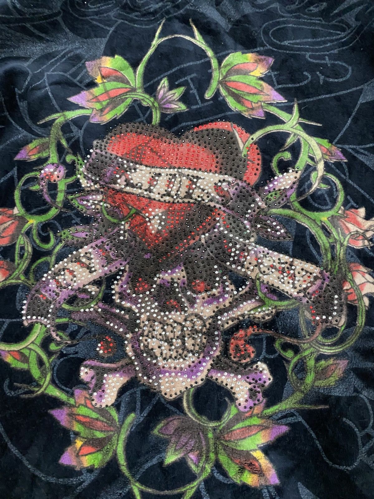 Ed Hardy Vtg Ed Hardy Velvet Hoodie Zipper Size US M / EU 48-50 / 2 - 5 Thumbnail