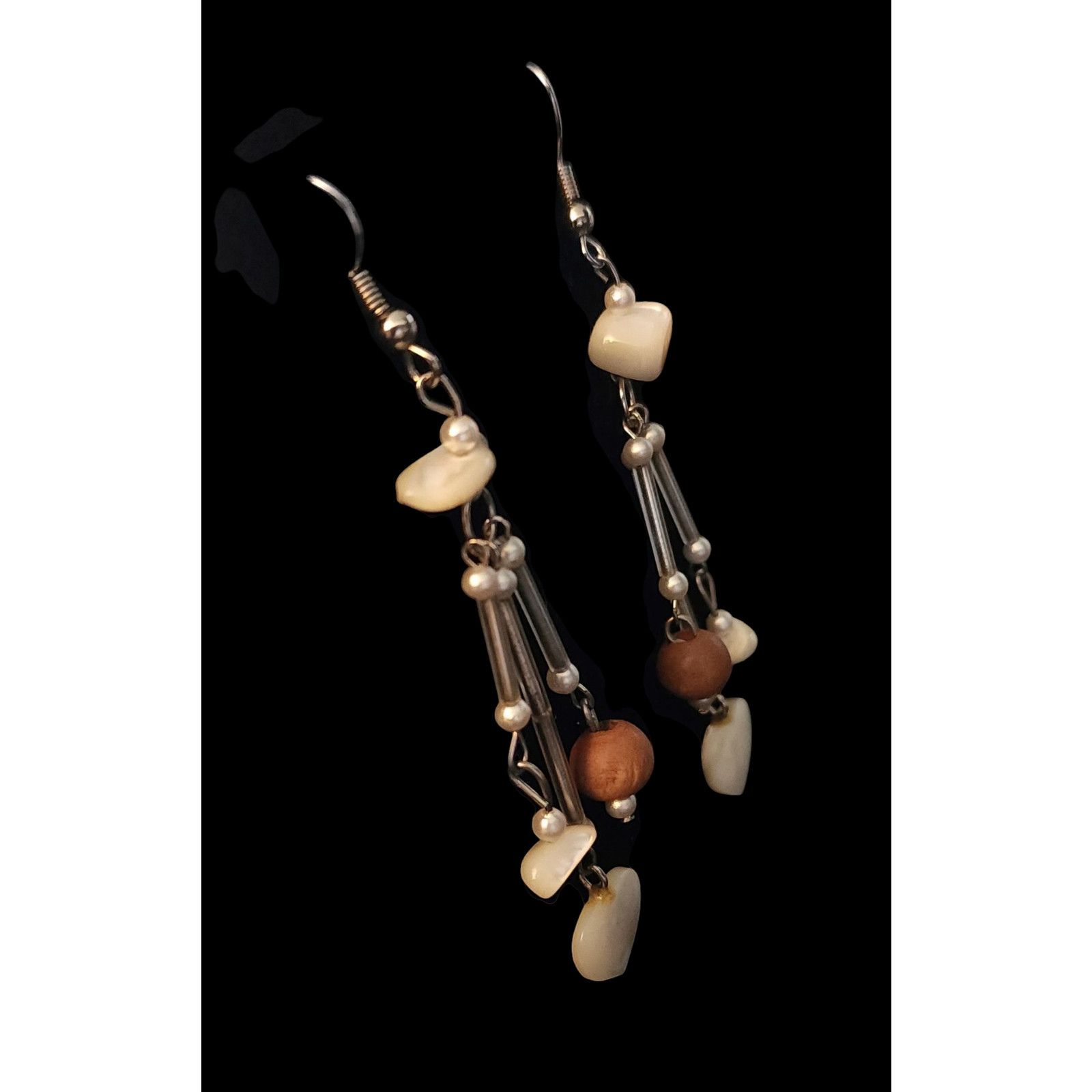 Other Abalone shell, wood, & pearlescent beaded pierced earrings Size ONE SIZE - 3 Thumbnail