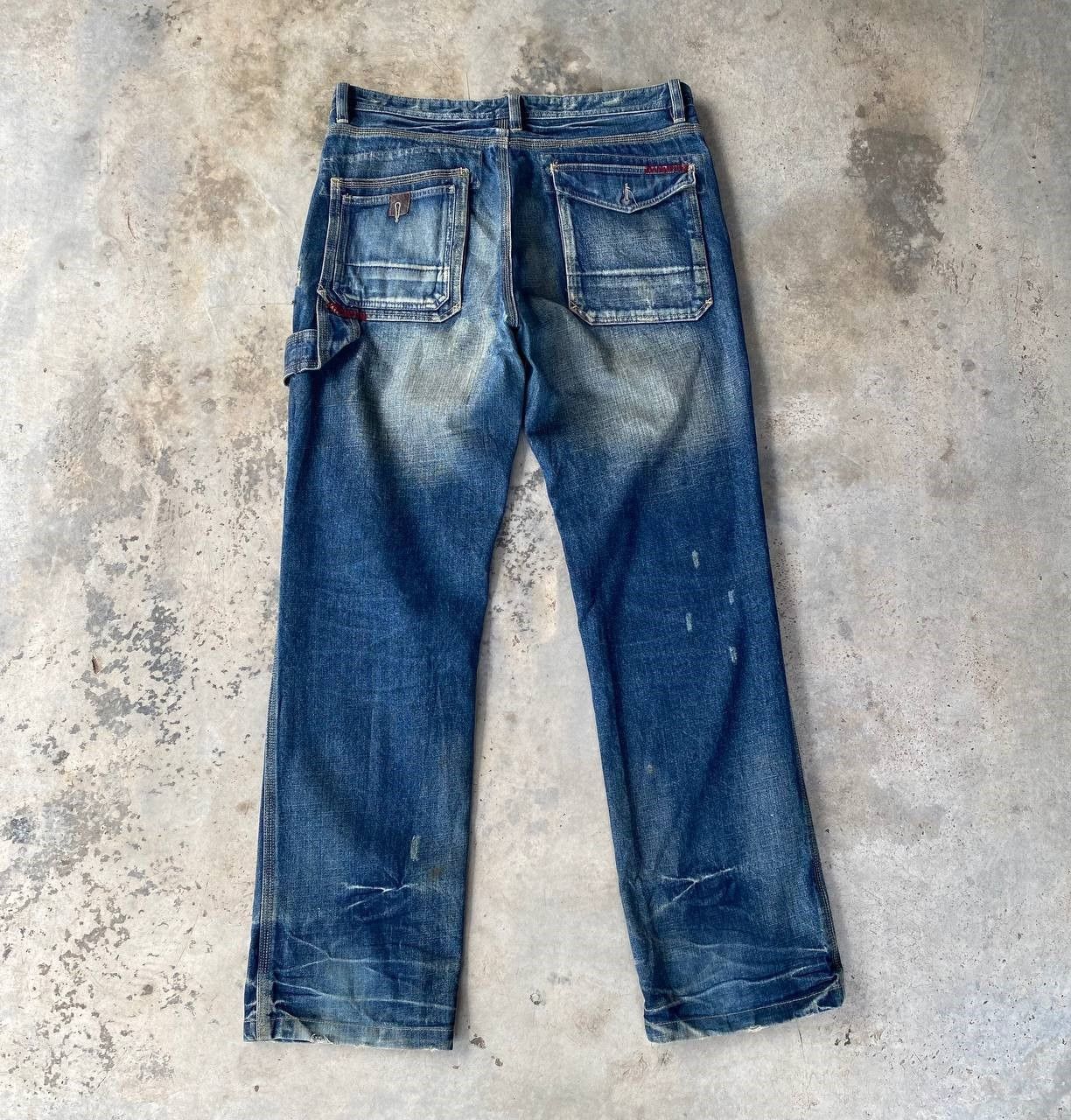 Japanese Brand W36X33 VTG BACK NUMBER DISTRESSED DENIM MUDWASH RUSTY DIRTY Size US 36 / EU 52 - 5 Thumbnail
