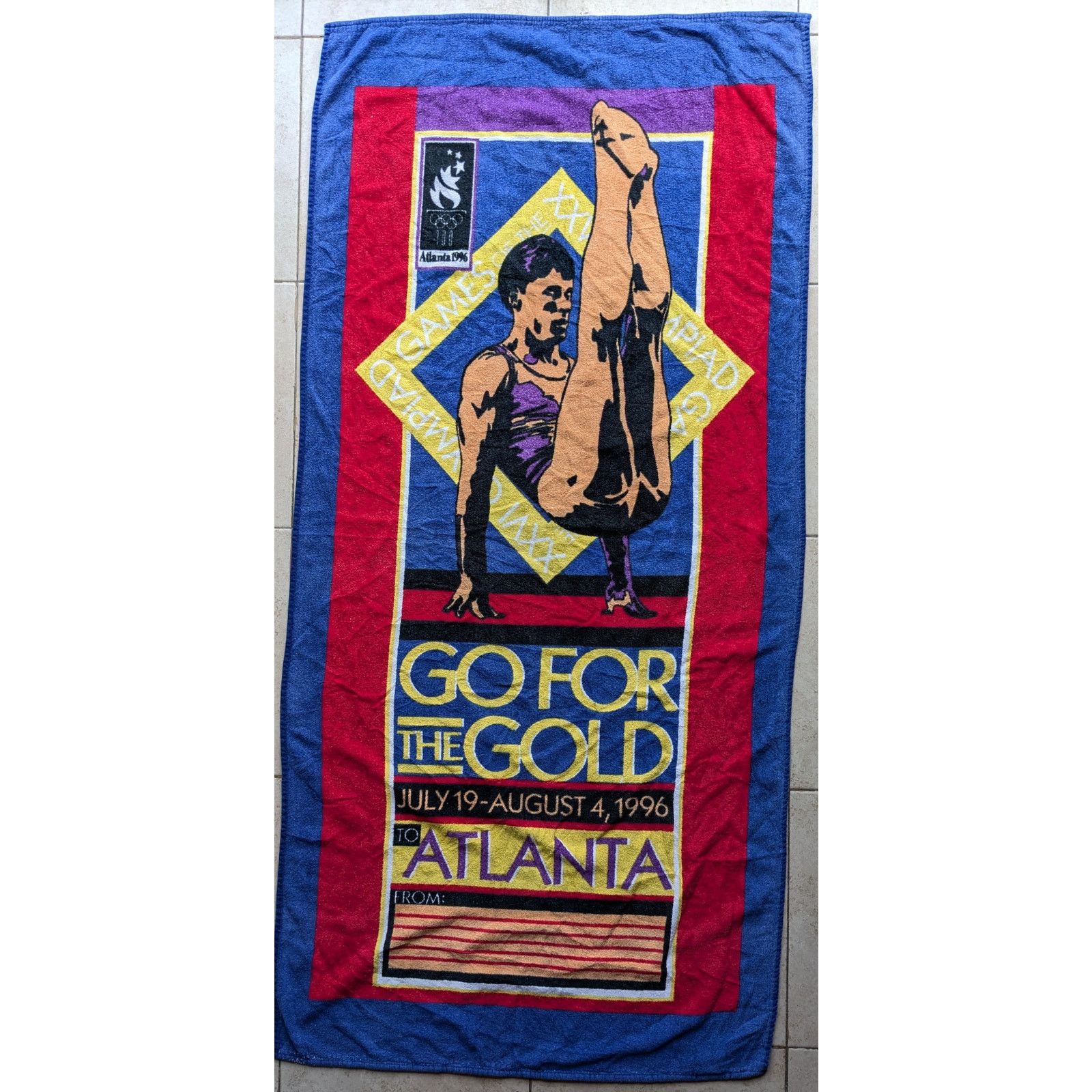 Starter × USA Olympics Atlanta 96 Olympic USA Beach Towel Cap gymnast navy red vtg Size ONE SIZE - 2 Thumbnail
