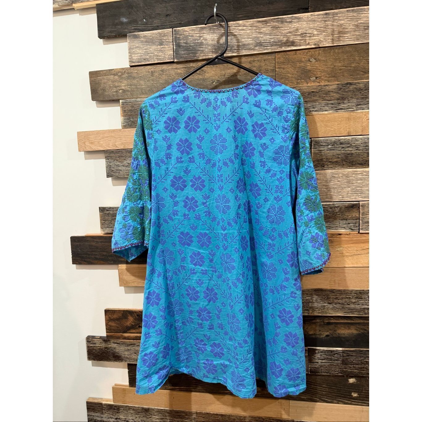 Guru Gudrun Sjoden teal button front embroidery tunic blouse top pockets size Small Size S / US 4 / IT 40 - 2 Thumbnail