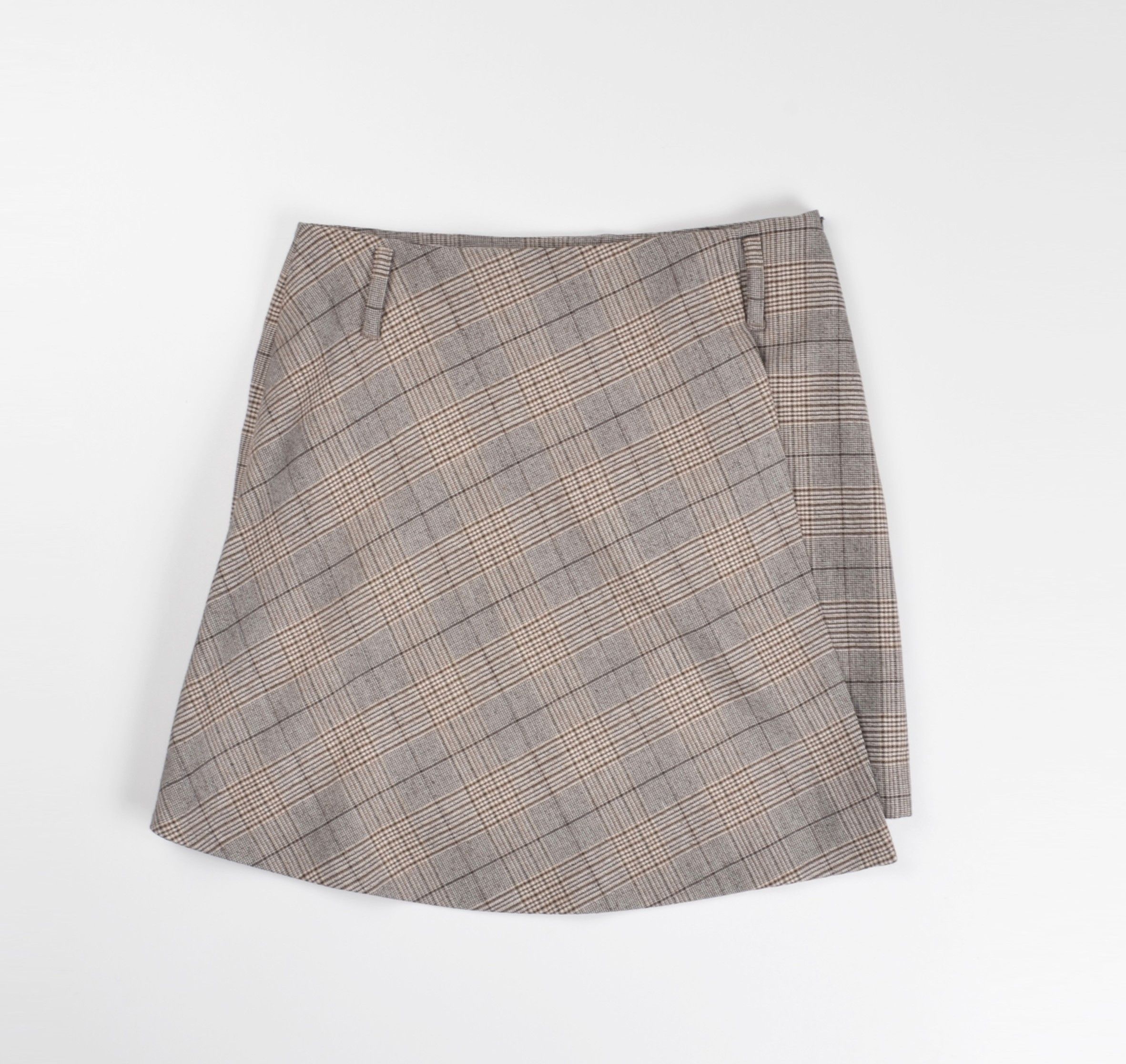 Brunello Cucinelli Brunello Cucinelli Preppy Plaid Wool Blend Wrap Mini Skirt Size 27" / US 4 / IT 40 - 3 Thumbnail