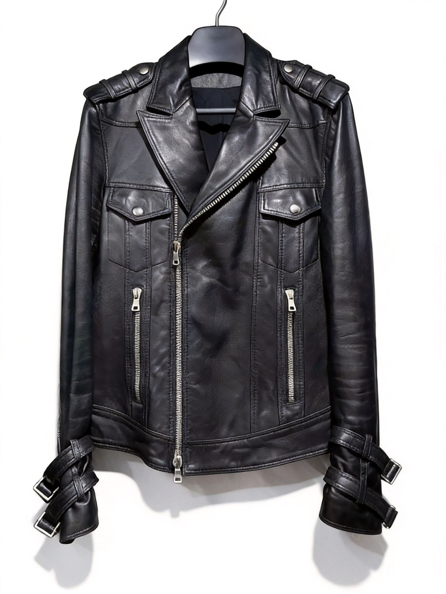 Balmain Balmain perforated leather zip-up hoodie | Grailed