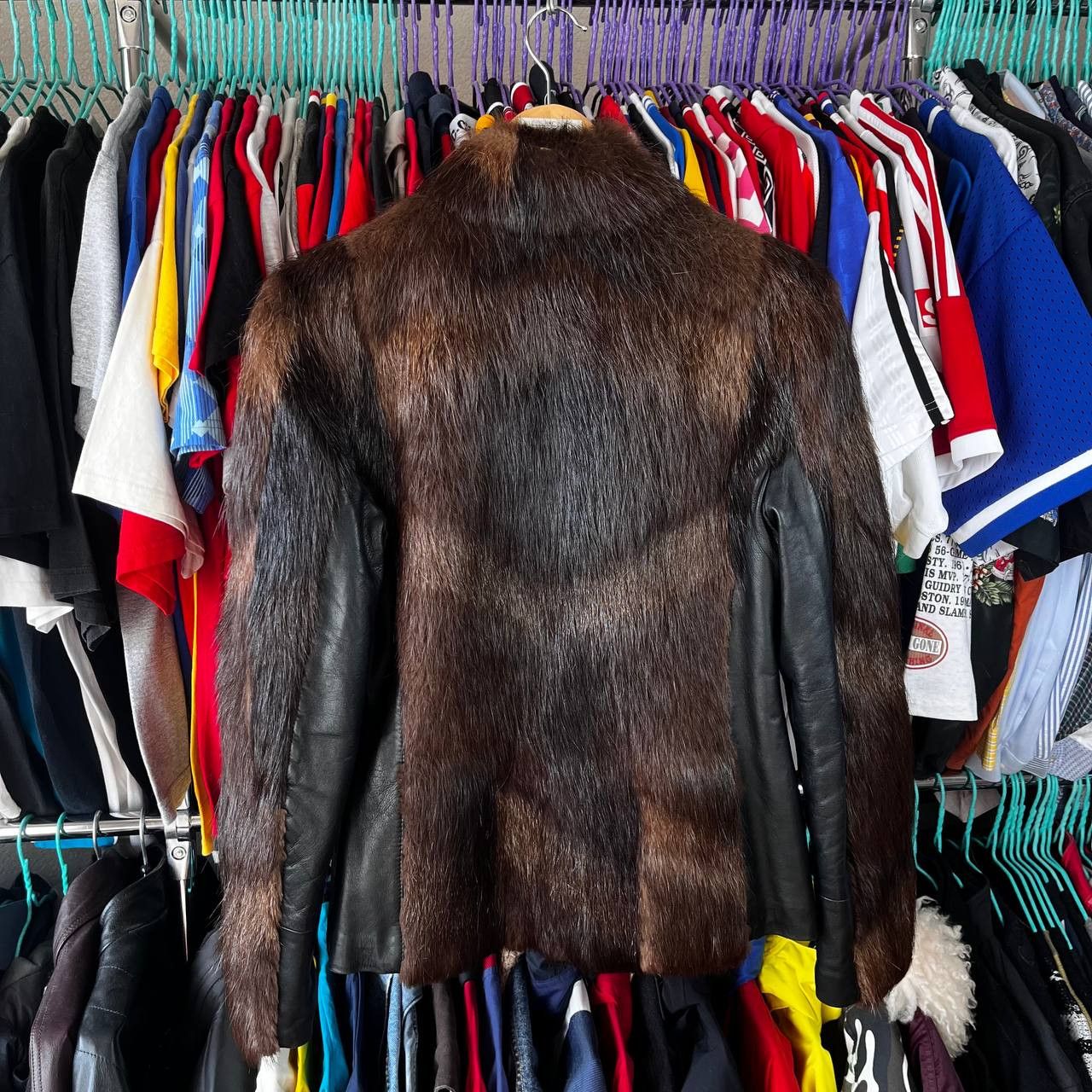 Vintage Vintage Womens Leather Fur Black/Brown Jacket Y2K Size M / US 6-8 / IT 42-44 - 10 Thumbnail