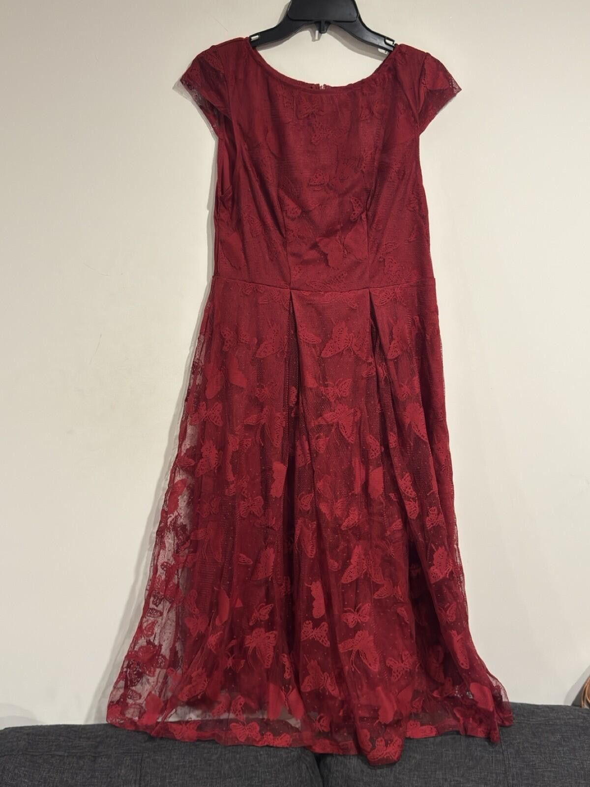 The Unbranded Brand Women Cap Sleeve Boat Neck Flared Hem HighWaist A LineDress Size L / US 10 / IT 46 - 7 Thumbnail