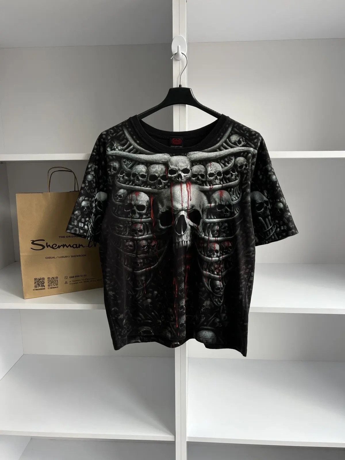 Band Tees × Vintage Vintage Spiral Y2k Skull Ed Hardy Style tee Size US XL / EU 56 / 4 - 1 Thumbnail