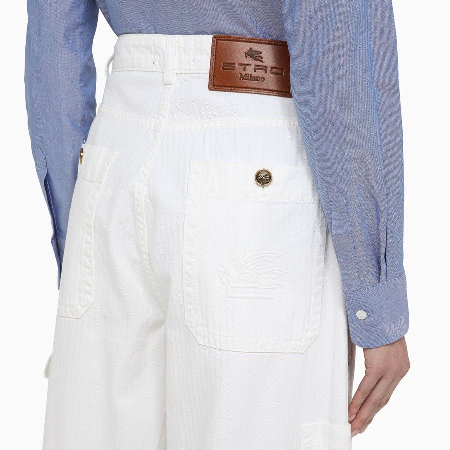 Etro o1d2blof0824 Wide Denim Trousers in White Size 26" / US 2 / IT 38 - 5 Thumbnail