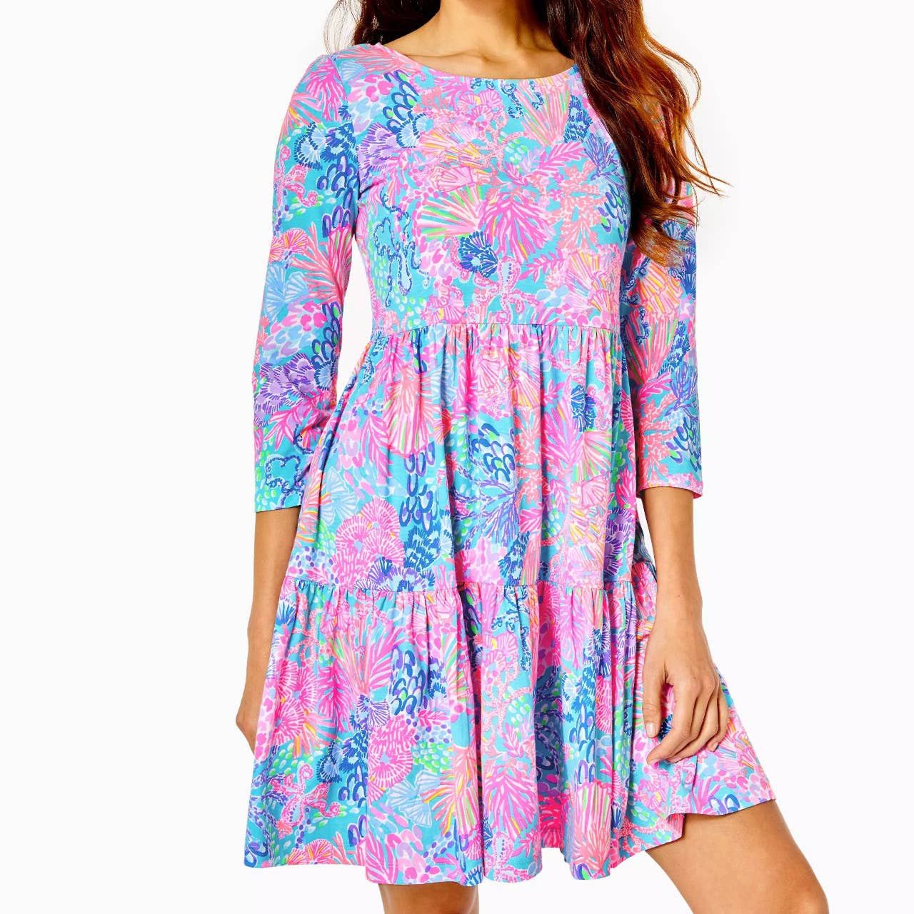 image of Lilly Pulitzer Geanna Swing Dress in Splendor In The Sand, Women's (Size Small)