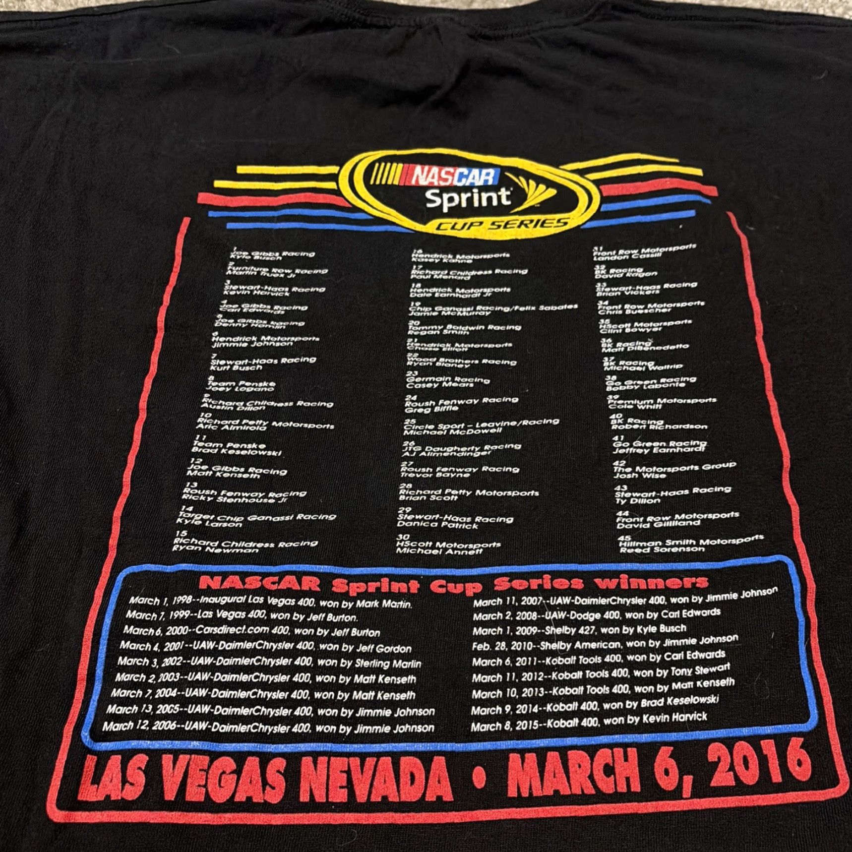NASCAR NASCAR Las Vegas Motor Speedway 2016 Kobalt Tools 400 Black Racing T-Shirt XL Size US XL / EU 56 / 4 - 4 Thumbnail