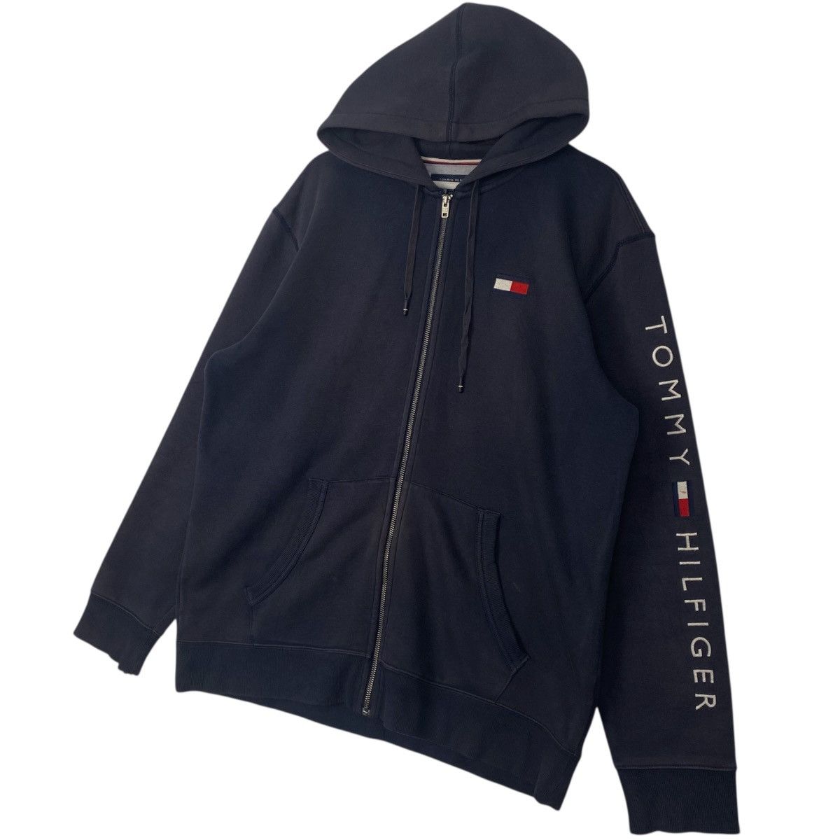 Vintage Vintage Tommy Hilfiger Full Zip Hoodie Sweater Navy Blue Size US XXL / EU 58 / 5 - 2 Thumbnail