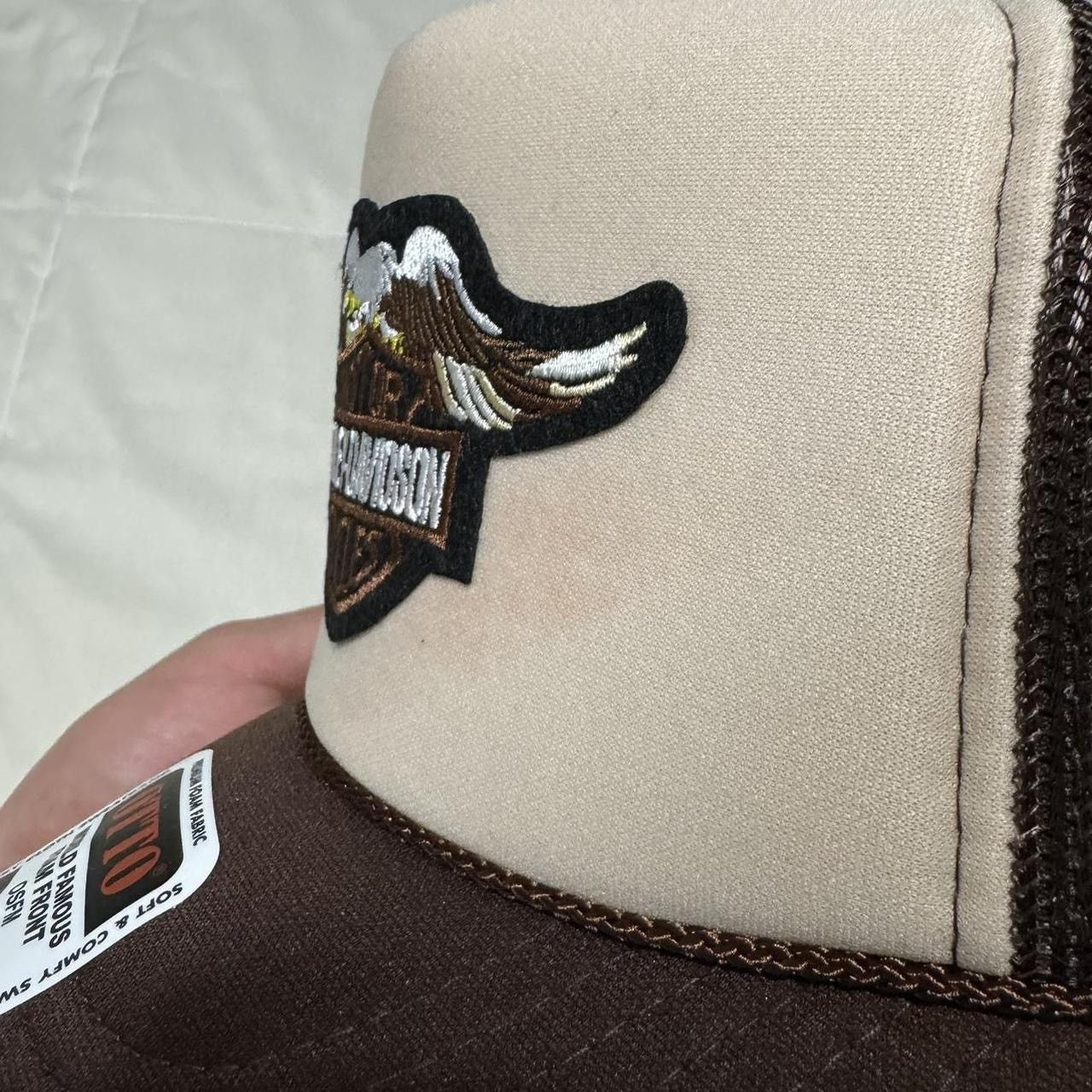 Harley Davidson Brown Tan Harley Davidson Trucker Hat Size ONE SIZE - 4 Thumbnail