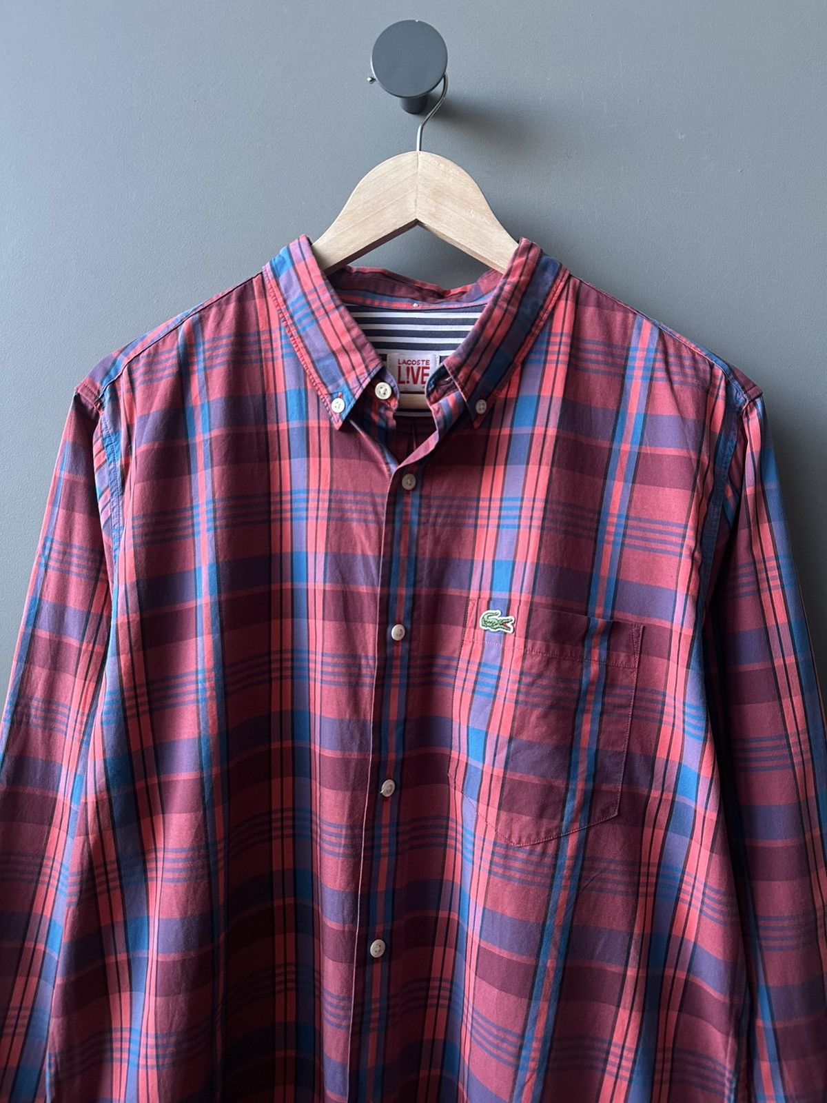 Lacoste Lacoste Live Check Cotton Shirt Size US L / EU 52-54 / 3 - 2 Thumbnail