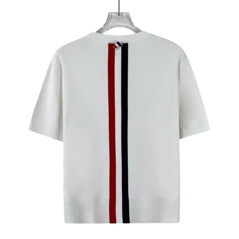 Thom Browne Thom Browne White back striped round neck short sleeves Size XS / US 0-2 / IT 36-38 - 2 Thumbnail