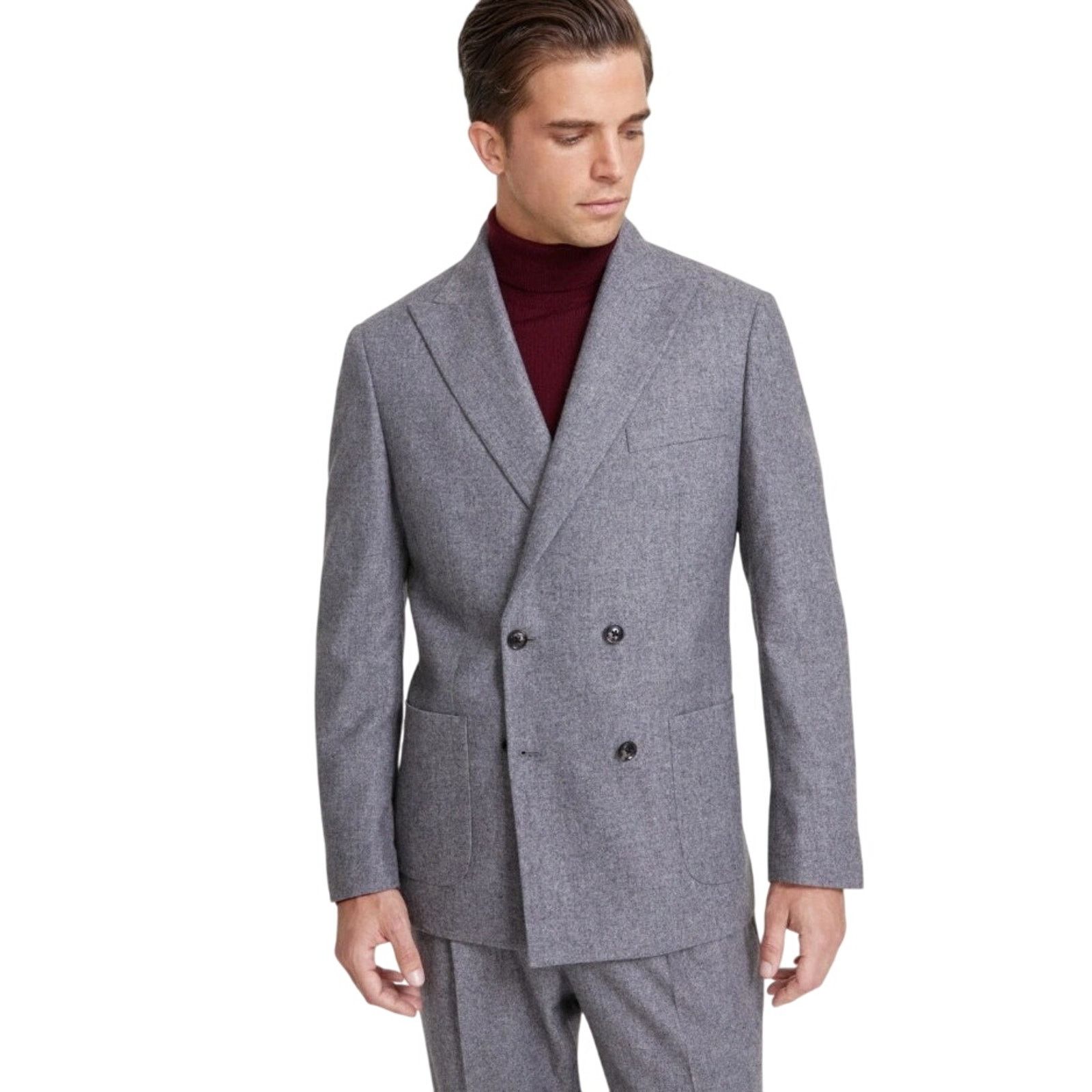 Tommy Hilfiger Tommy Hilfiger Men's Grey Wool Double-Breasted Jacket 40L Size 40L - 1 Thumbnail