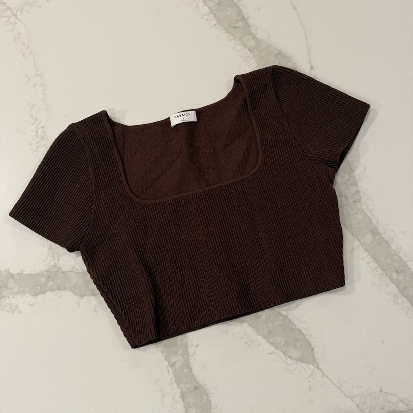 Aritzia Babaton by Aritzia Sculpt Knit Squareneck Crop Womens Large Size L / US 10 / IT 46 - 6 Thumbnail