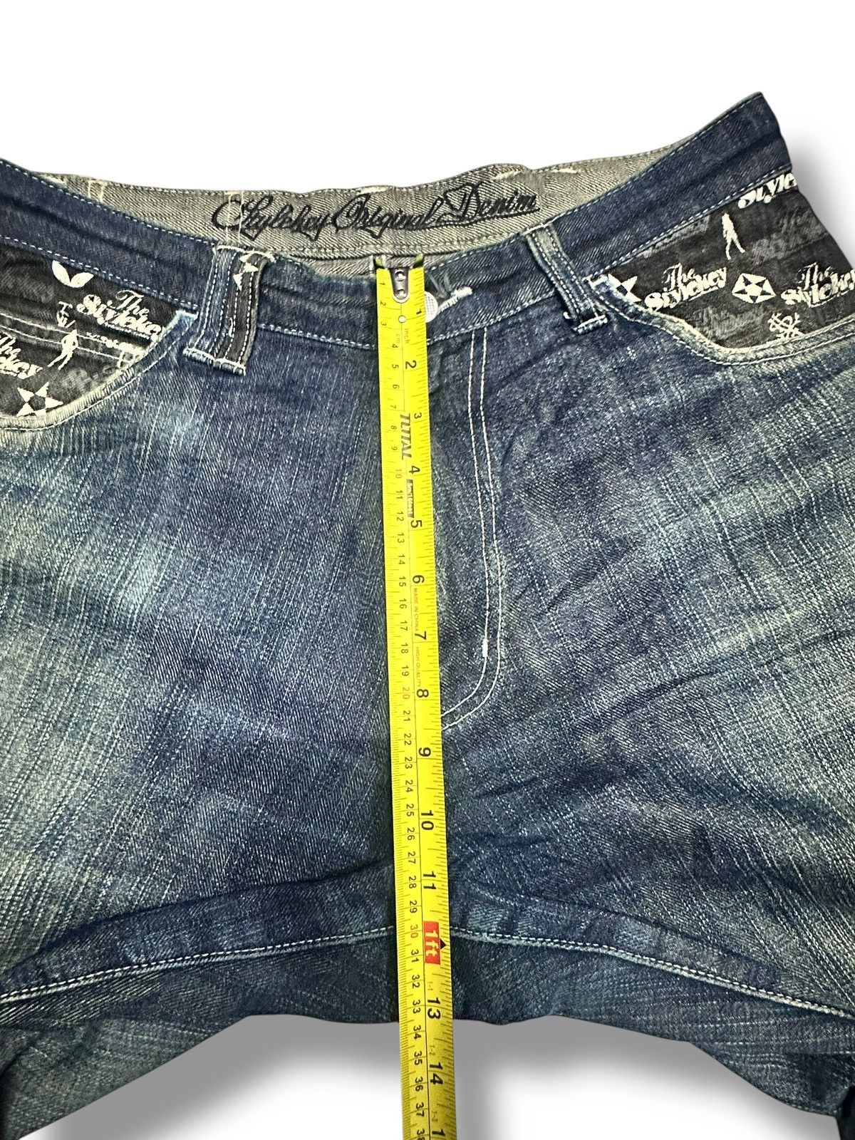 Japanese Brand TheStyleKey Embroidered Vintage Jean Baggy Loose Style Faded Size US 33 - 18 Thumbnail
