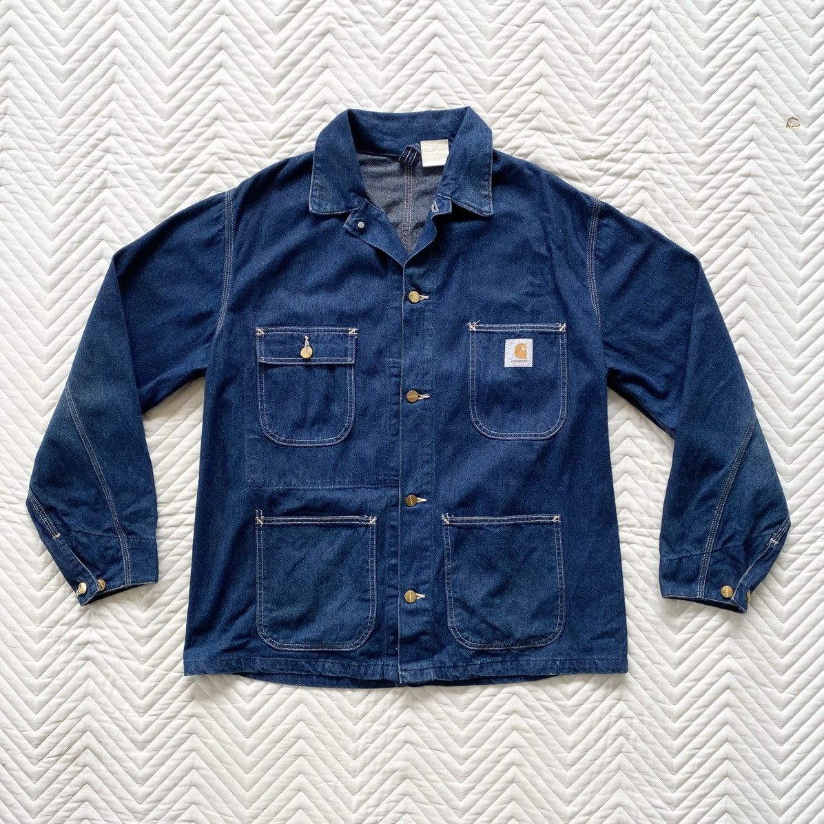 Carhartt 🔨 Vintage 80s/90s Carhartt Denim Chore Jacket - Made in USA Size US L / EU 52-54 / 3 - 1 Thumbnail