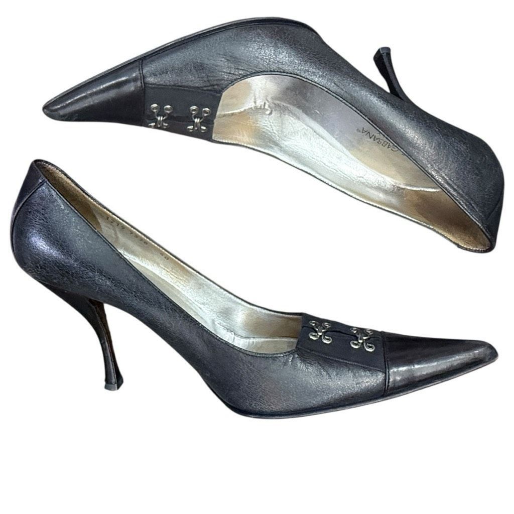 Dolce & Gabbana DOLCE & GABBANA Black High Heel Leather Court Pumps D&G Kitt Size US 9.5 / IT 39.5 - 2 Thumbnail