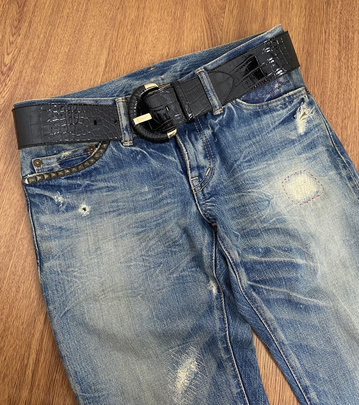 If Six Was Nine × Japanese Brand × Le Grande Bleu (L.G.B.) Black alligator belt Size ONE SIZE - 2 Thumbnail